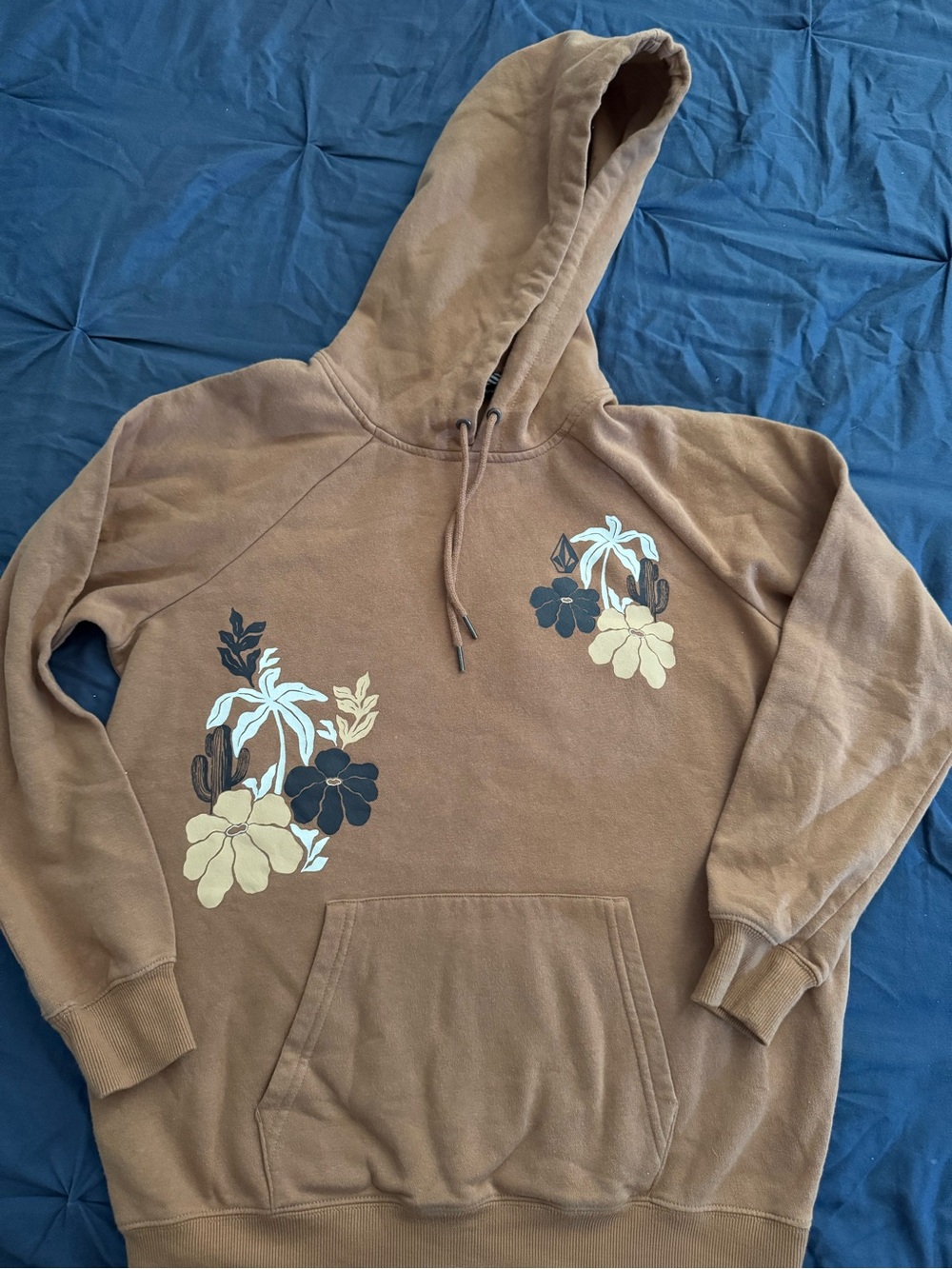 Volcom Brown Floral Graphic Hoodie EUC